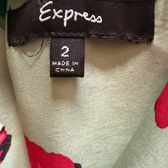 100% Silk Express Green Pink Floral One Shouldered Cocktail Dress size 2 - Picture 7 of 8